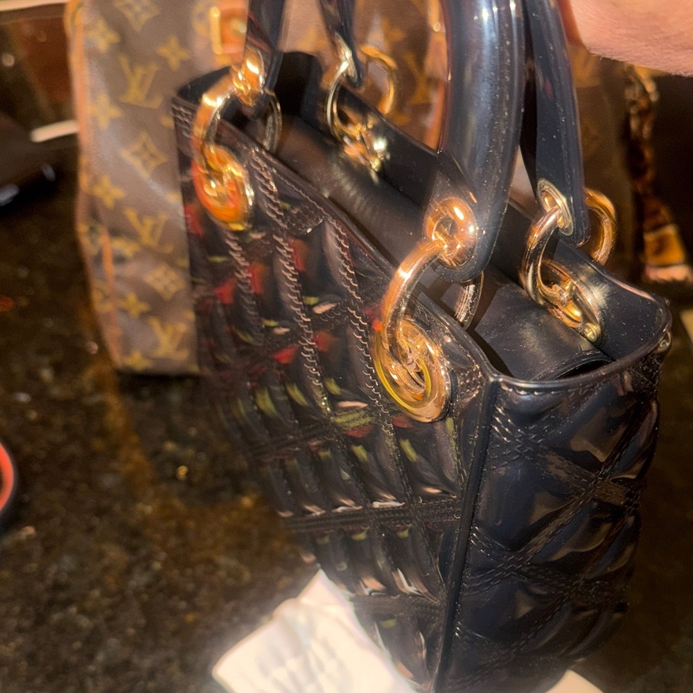 Unbranded Black Mini Bag with Gold Dior Accents - Picture 7 of 7